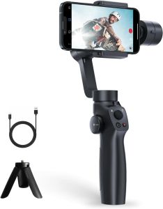 Gimbal Stabilizer for iPhone Phone Gimbal w/Focus Wheel Face Tracking for 16 15 Pro Max Android 3-Axis Phone Stabilizer for Video Recording Vlog