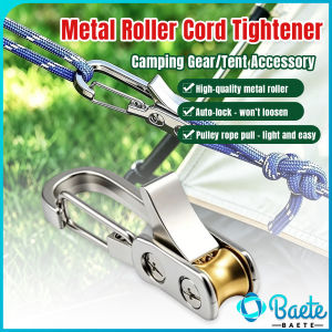 Baete Metal Roller Cord Tightener Cam Buckle Rope Lock Tension Tool for Camping Tent Tarp Tie‑Down 1Pc