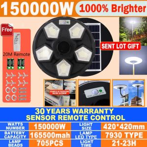 UFO solar street light 500000W outdoor solar light waterproof IP67 motion sensor garden lamp 800000mAh 10000LED with remote