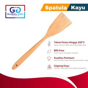 Spatula kayu panjang 34 cm/Spatula teflon anti gores /sotil kayu kotak