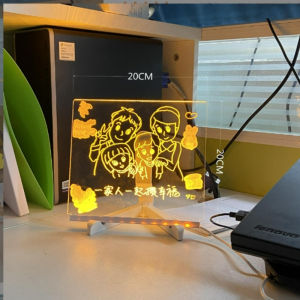 Transparent board Transparent acrylic message board LED illuminated writing board USB rechargeable bedside lamp night light reusable