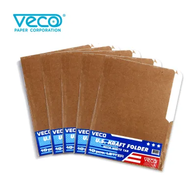 Veco Kraft Folder 14pts with white tab Short (50pcs)
