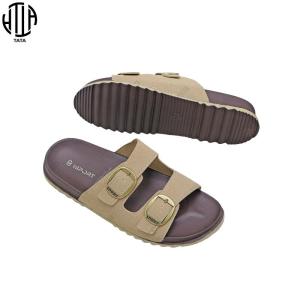 TATA FASHION High Quality Artificial Leather Thick and Solid Sole Korean Sandals for Men Soft Foot Cushion with Buckles Adjustable Strap Beach Slippers Menswear