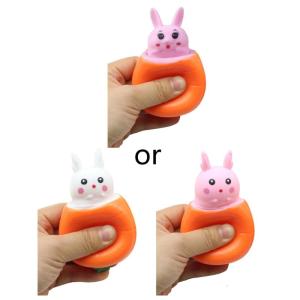 Squeeze Carrot Fidget Toy for Kids Stress Relief Vent Toy Cartoon Rabbit Pinching Toy Decompression TPR Toy for Autism