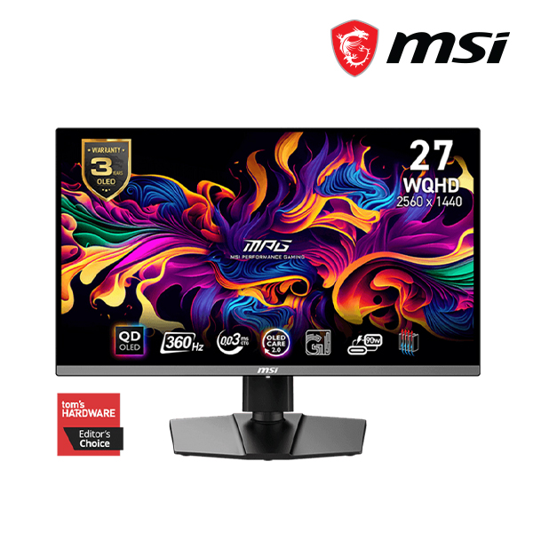 MSI MPG 271QRX QD-OLED Gaming Monitor - 26.5" / QD-OLED (2560x1440) WQHD / 360Hz 0.03ms / KVM / ClearMR 13000 & DisplayHDR True Black 400