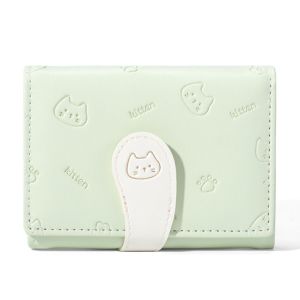 【COD&Fast Delivery】PU Kitten Printed Wallet Fashion Girl ID Bag Women Money Bags Card Holder Short Cute Small Purse