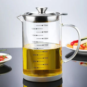 Stainless steel oil filter large-capacity oil pot oil bottle with lid oil cooking oil filter pot household oil filter oil filter transparent large-capacity