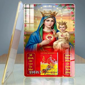 Khung tranh Lịch Bloc 3d tráng gương Lịch Tết Nguyên Đán 2026 tráng gương treo tường – Lịch ngựa vàng Lịch Tài Lộc phần 18
