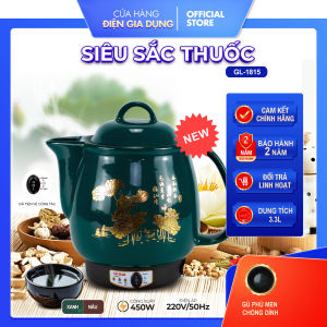 Ấm Sắc Thuốc Nam Bắc Dùng Điện Gali Dung Tích 3.3 Lít 450w Nấu Thuốc Nhanh Chậm Theo Nhu Cầu Bảo Hành 12 Tháng Chính Hãng
