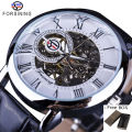 Forsining Men Watches Top Brand Luxury Mechanical Skeleton Watch Black Golden 3D Literal Design Roman Number Black Dial Clock. 