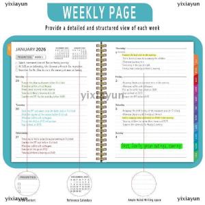 [COD] yixiayun 2026 Planner Notebook With Index Tags A5 Size 365 Days Diary Office Work Planner Schedule Notepad Schedule Book Supplies
