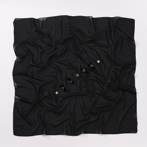 Jifang Black Bowknot Diamond Square Rhinestones Decor Plain Bubble Chiffon Square Scarf Pashmina Muslim Hijabs Bawal 90x90cm WC02