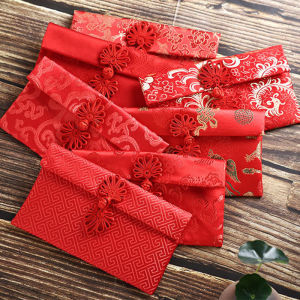 Houseeker 2024 CNY Money Red Packets Dragon and Phoenix Wedding Engagement Gift Money Bag Brocade Red Envelopes