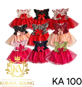 Baju Bayi Perempuan Gaun Balita Dress 0-12 Bulan Tulle Katun Princess Ulang Tahun KA100