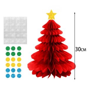 MUSASI Chất liệu giấy Đồ trang trí treo hình tổ ong Hình dạng chuông Thiết kế 3D Đồ trang trí cây tổ ong Vui vẻ Kiểu treo Đồ trang trí tổ ong bằng giấy Cây thông Noel
