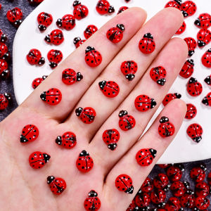 ZEEMIN 50/100pcs Resin Mini Red Beetle Nail Charms 8*10mm 3D Cute Ladybug Nail Art Decorations Y2K Beetle Insect DIY Nail Scrapbook Dec