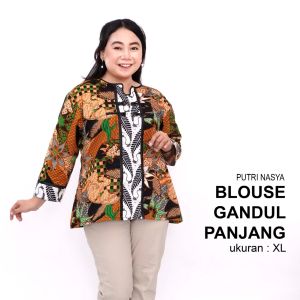 Atasan Batik Jumbo Blouse Big Size Wanita Lengkap S-M-L-XL-2L-3L-4L-5L-6L-7L Model Blus Jumbo Seragam Batik / Atasan Big Size / Blus Batik Jumbo Kerja Wanita / Pakaian Kerja Jumbo Wanita Kantor Formal LD 140
