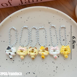 6Pcs Cute Cartoon Cat Donut Keychain Phone Case Strap Lanyard Key Chains Bag Pendant Decoration Gift