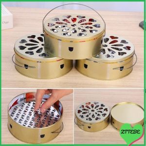Mosquito Coil Tray Home Hotel Metal Tray Sandalwood Rack Repellent Incense Plate Mosquito Coil Holder With Cover