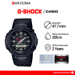 Jam Tangan Pria Casio G-Shock AW-500E-1E Analog-Digital Black Dial Black Resin Band