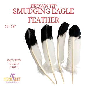 SI Brown Tip - Smudging Eagle Feather 10-12" Imitation Of Real Eagle Feather Use for Smudging Cleansing Negative Energy
