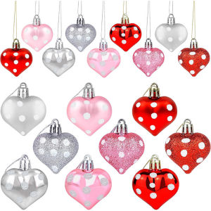 Valentines Day Love 24 Painted Red Matte Plastic Balls Christmas Ball Set Ornament Pendant