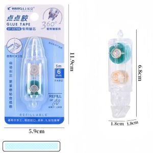 เทปกาวสองหน้าลายจุด เทปกาวสองหน้า สองด้าน ลูกกลิ้งกาว ดันได้& รีฟิล แบบพกพา DIY กดจุดกาว Pen Glue Tape Roller360องศา