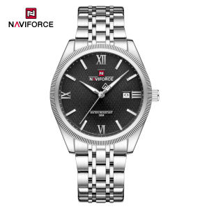 NAVIFORCE Original Simple Mens Watch Roman Numerals Dial Luminous Hands 3ATM Waterproof Stainless Steel Strap Calendar Casual Business Accessories Mens Watch Gift NF9282