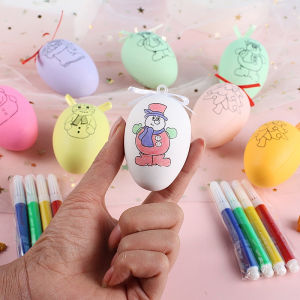 DIY Coloring Easter Egg Handmade Painting Egg Simulation Egg Toys with Coloring Material Pen Set