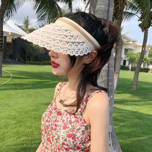 Nón visor lưỡi trai hở chóp bằng ren cho nữ phong cách Hàn điệu đà dùng đi biển/ mũ vành rộng chống nắng mùa hè xinh xắn