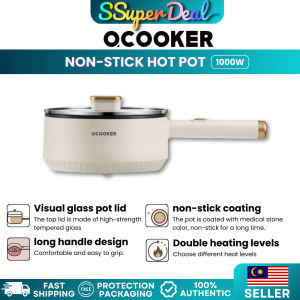 Xiaomi OCOOKER CR-DZG1201 Electric Cooker 1000W 220V 1.2L Double Heating Levels Non-stick Hot Pot with Visual Lid 电热锅