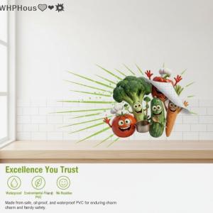WP💓💛💖 Creative Expression Vegetable Wall Decals for Home Interiors PVC Self-Adhesive Easy to Remove