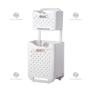 OCM Laundry Basket Trolley Multipurpose Rack Bakul Baju Troli Roda 手提脏衣收纳筐洗衣篮