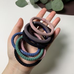 [SG | Thick & Tight] 5-10pc Set 5mm High Elasticity Thick Black Hair Tie Morandi Hair Rope Ponytail Hair Band for School Student and Office Outfit Dress Up