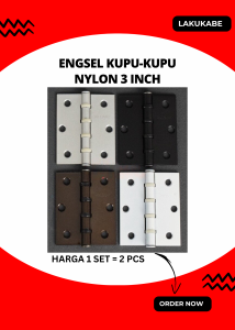 Engsel Kupu-kupu Pintu Jendela Rumah Nylon Anti Karat 3 inch