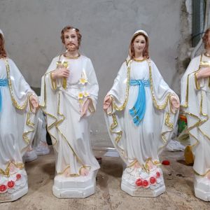 BỘ 2 TƯỢNG ĐỨC MẸ BAN ƠN THÁNH GIUSE MÀU TRẮNG DÁT VÀNG VIỀN ÁO CAO 50CM CHẤT LIỆU COMPOSITE TƯỢNG CÔNG GIÁO