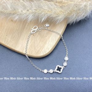 Lắc Tay Nữ Bạc Ta Mix Cỏ Bốn Lá Nhiều Màu BẠC HIỂU MINH LTU646