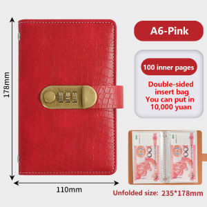 PU Leathe Saving Money Notebook With Password Lock Waterproof 100 Envelope Challenge Binder
