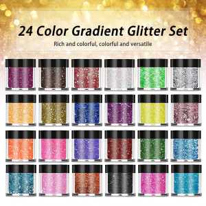 Extra Fine Glitter 24 Colors 20g Each Gradient Color Flash Powder Resin Crafts Face Body Skin Nails Gloss Makeup Arts