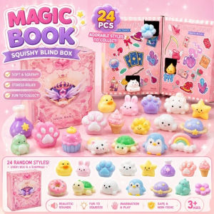 24PCS Kids Magic Book Squishy Stress Relief Toys Surprise Blind Box Slow Rebound Squeeze Toy