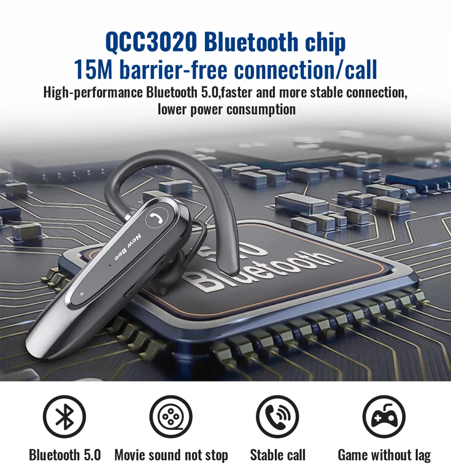 New Bee LC-B45 Bluetooth Earphones Noise Reduction Bluetooth  Wireless Earphones 20hrs Talking Time Wireless Headset for Android Samsung 