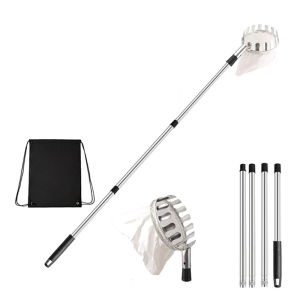 Telescopic Collection Tool Adjustable 3.3ft to 13ft Handle With Durable Stainless Steel Head For Gathering Apples Pears Oranges In Gardens