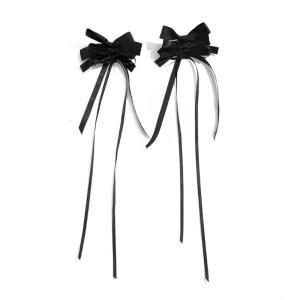 Romance Rose Knot Earrings Feminine Long Ribbon Earrings Embellished with a Sweet Rose Knot for Daily Wear