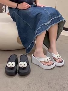 [Free Shipping] Trendy WomenS Summer Flip-Flops New Style Cute Wedge Heel Thick-Soled High-Heeled Beach Sandals Non-Slip