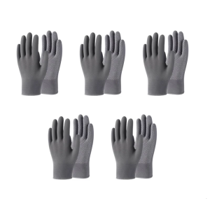 5 Pairs Nylon Work Gloves Anti Slip Dotted Driver Gloves for Cycling Gardening Outdoor Activity Breathable High Elastic