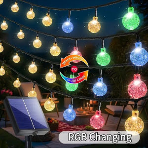 Outdoor Fairy Light String Color Changing Bubble LED Solar Crystal Ball Patio Lawn Landscape Garden Perhiasan Taman
