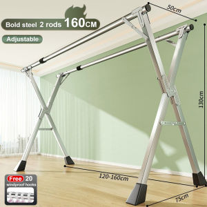 240cm Ampaian Baju Foldable Stainless Steel Cloth Hanger Cloth Drying Rack Penyidai Baju Rak 曬衣架