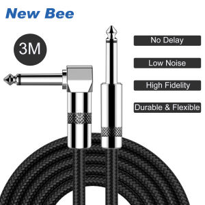 New Bee สายกีตาร์โปร่ง สายกีต้าร์ สายถัก สายสัญญาณเสียงเบสสําหรับกีต้าร์ไฟฟ้าเบสคีย์บอร์ดเครื่องขยายเสียงโปรออดิโอ Guitar Cable