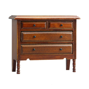 Traditional Miniature Cabinet With Working Drawers Rich Marron Finish Enhances Model house Verisimilitude