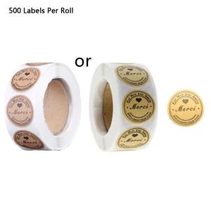 500Counts French Thanks Sealing Sticker Packaging Labels Round Wrapping Sticker for Wedding Baby Showers Package Craft